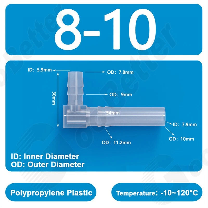 Plastic 90 Degree Elbow Barbed Hose Joiner Reducer Connector L-type Pipe Water
