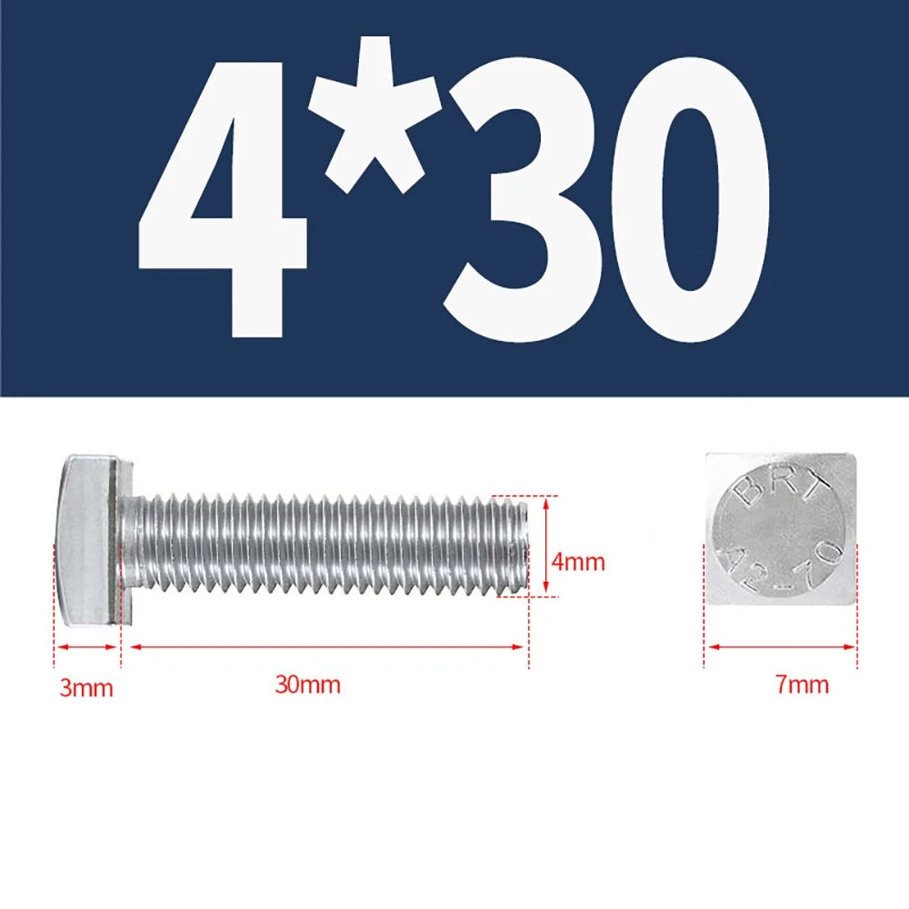M4 M5 Small Head Square Bolt — 304 Stainless Steel, Multiple Lengths