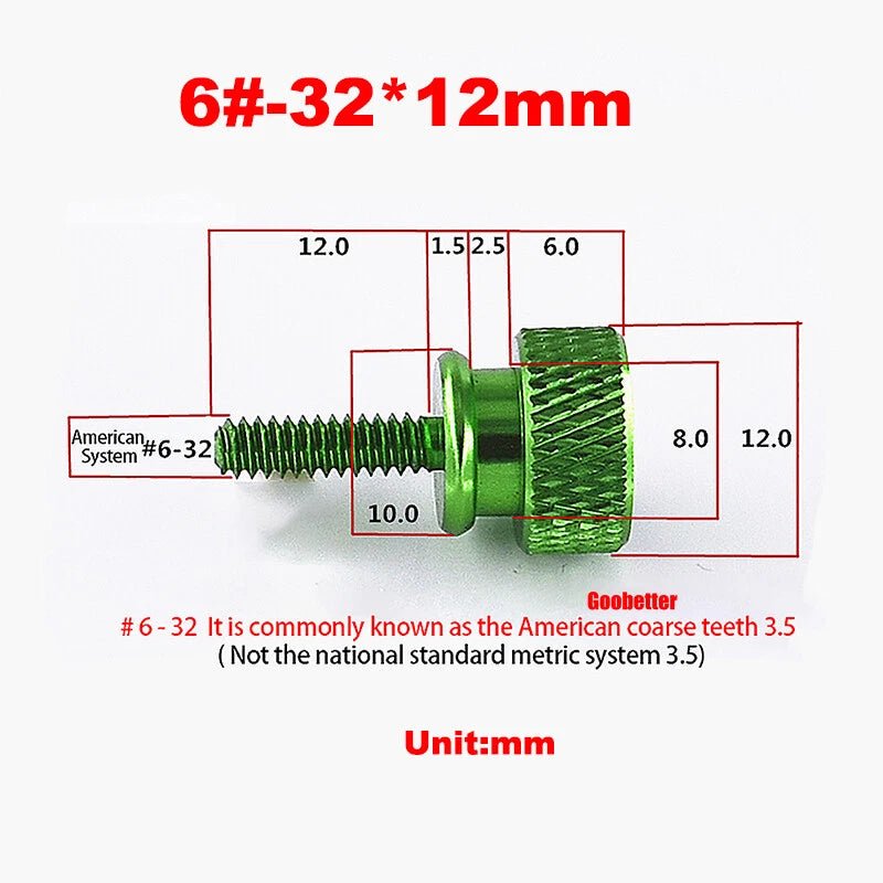 6 - 32 Colored Knurled Thumb Screws – Aluminum PC Case Hand Screws - HomeDIYer