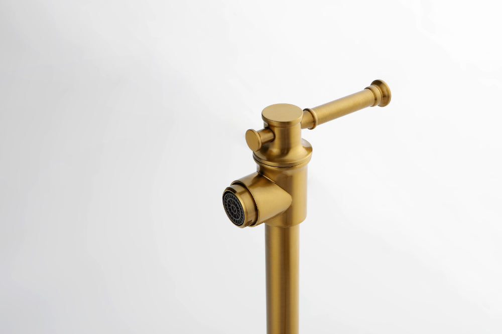 Wall Mounted Pot Filler Faucet – Brushed Gold, Two-Attachment Folding Swing Arm, Dual Handle, Solid Brass