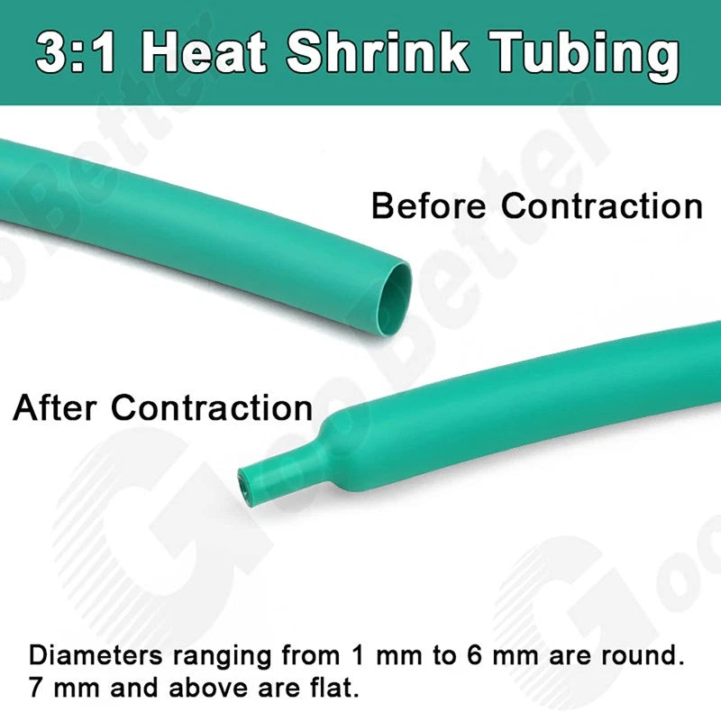 3:1 Heat Shrink Tubing with Adhesive Glue Lined — 1.5mm to 65mm, Multiple Colors