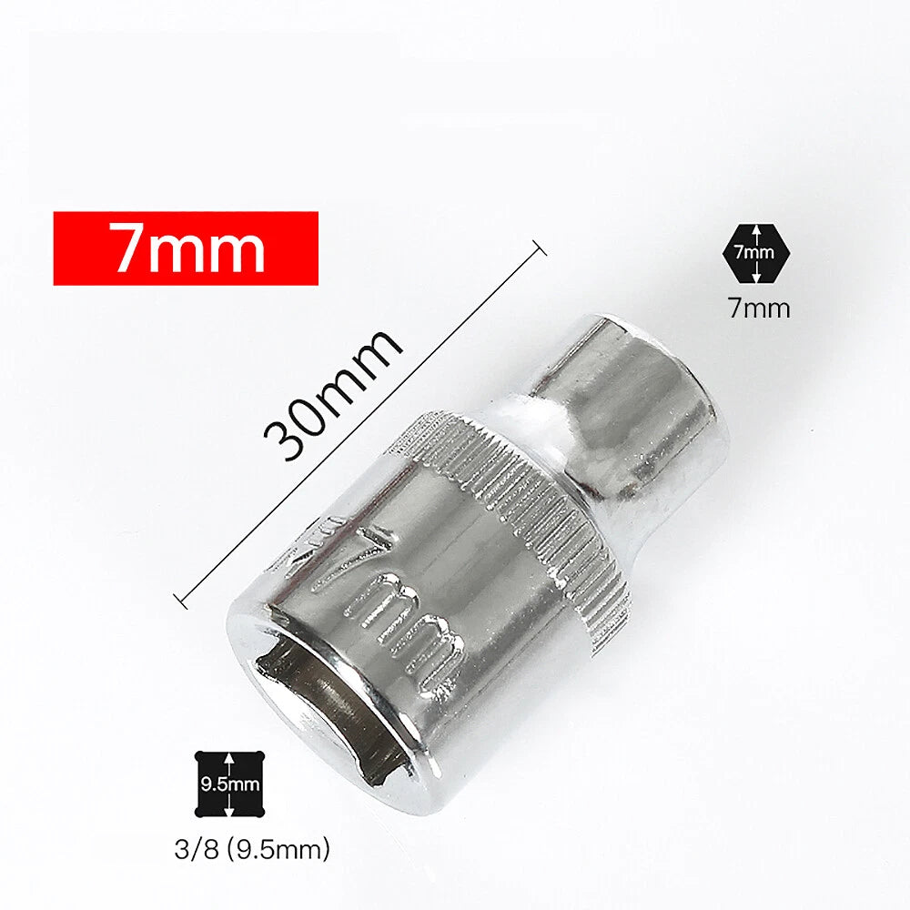 3/8" 6mm-24mm Hex Socket Drive Screwdriver Drill Set Ratchet Wrench Adapter Rod