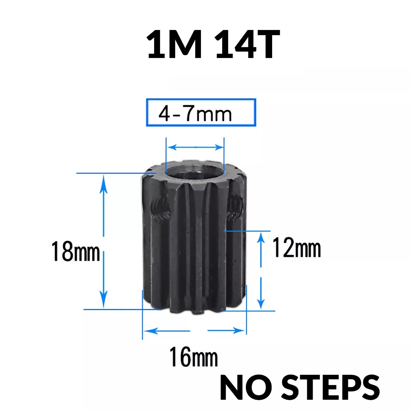 Mod 1 45# Steel Pinion Gear Spur Gears 10-60 T 14-50mm Bore With Step Motor Gear