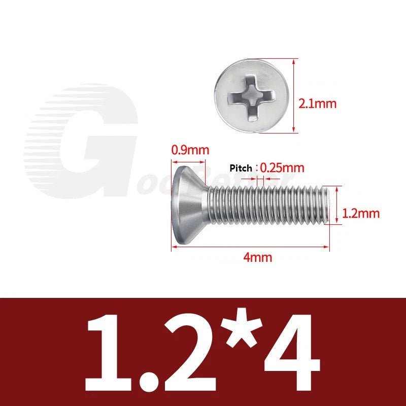 M1–M3.5 Phillips Countersunk Machine Screws – 304 Stainless Steel, Fully Threaded (3–120mm Overall Length) - HomeDIYer
