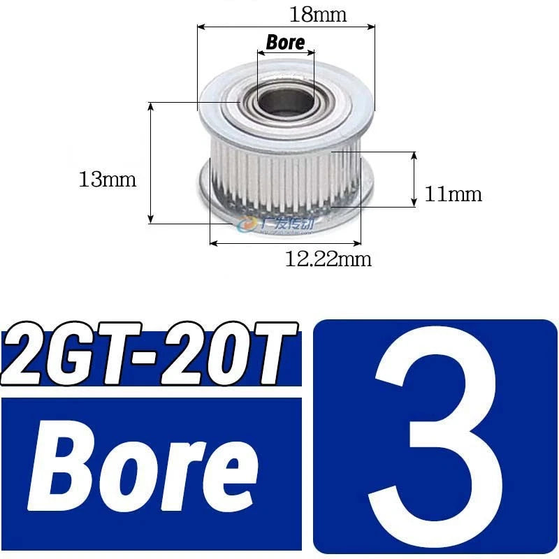 GT2 Timing Belt Pulley 16-100 Teeth 6-10mm Teeth Width Bore 3mm-25mm For 3D