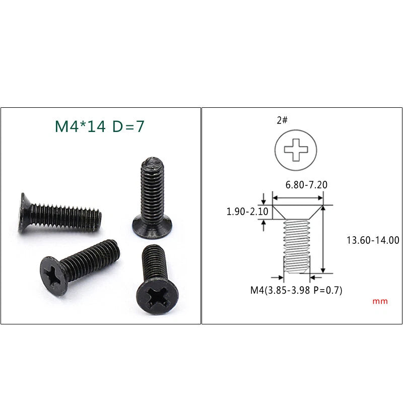 M4 M5 M6 Phillips Countersunk Screws – Zinc Plated Carbon Steel, 6–24mm Lengths (Bulk Pack)