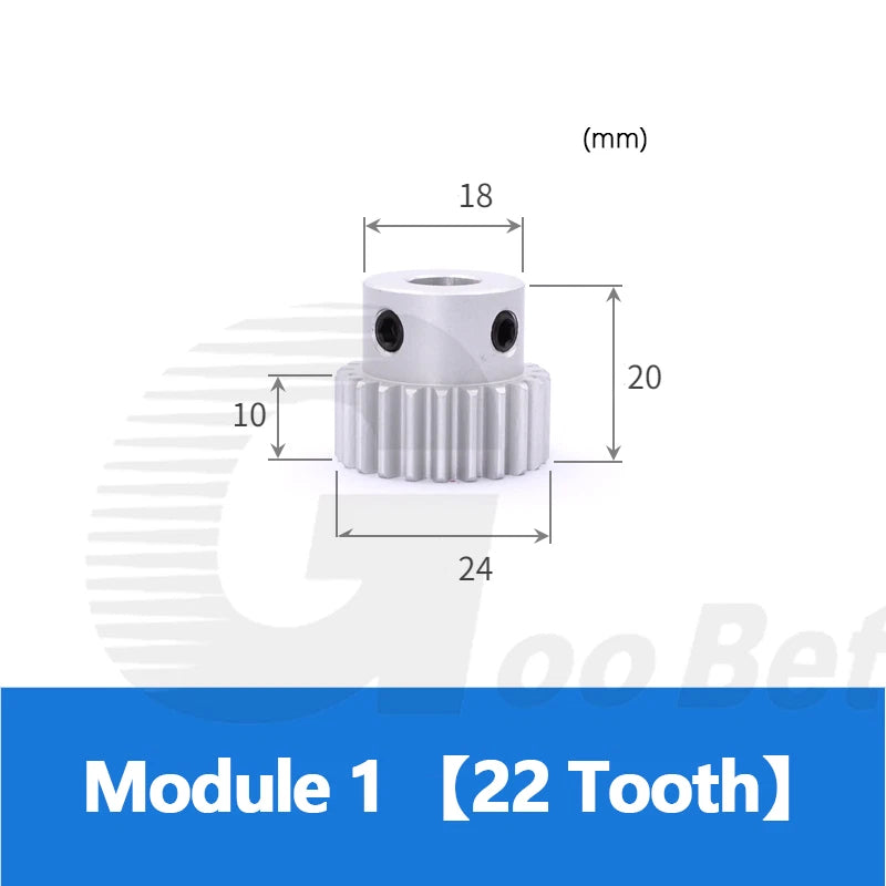 Spur Gear Module 1 Aluminium 12-60 Tooth with Hub Pinion Motor Gear Bore 4-16mm