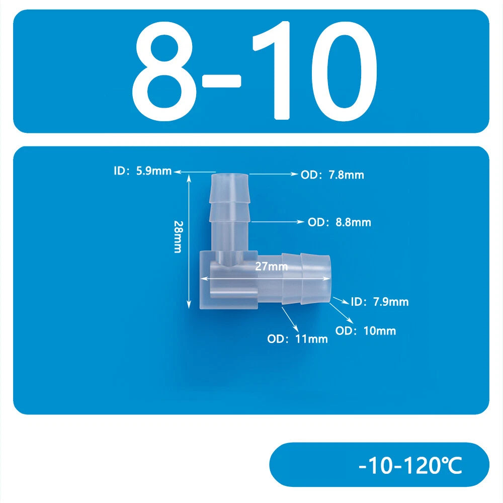 L-Shaped Reducer Elbow Hose Connector — Plastic Tube Fitting for Air & Water Lines