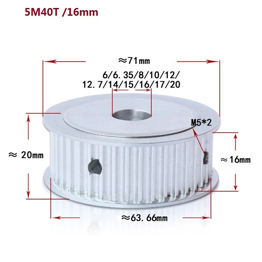 HTD-5M 12-60T Timing Belt Pulley Synchronous Wheel Pitch 5mm Tooth Width 16/21mm