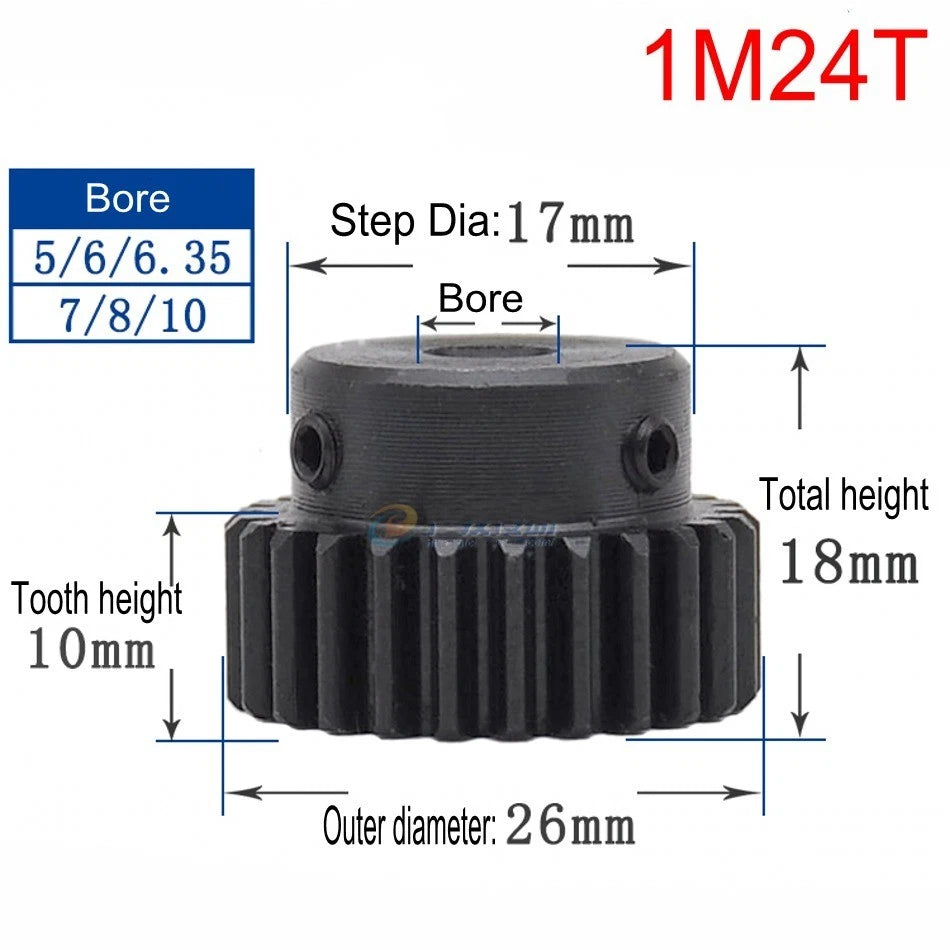High Precision 1 Mod 10T-150T Spur Gear 45# Steel Pinion Gear With Step x 1Pcs