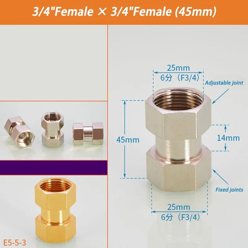 Brass BSP Extension Pipe Fitting — 1/2" & 3/4" Female/Male Thread Connector Adapter