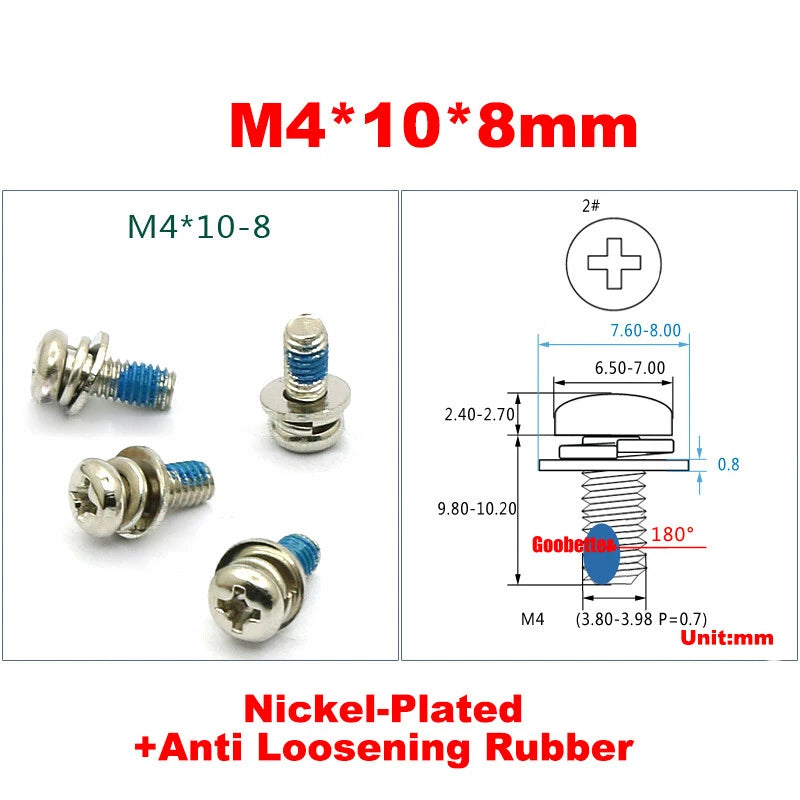 M2 M2.6 M3 M4 Phillips Pan Head Machine Screws with Washer Set – Carbon Steel, Multiple Finishes