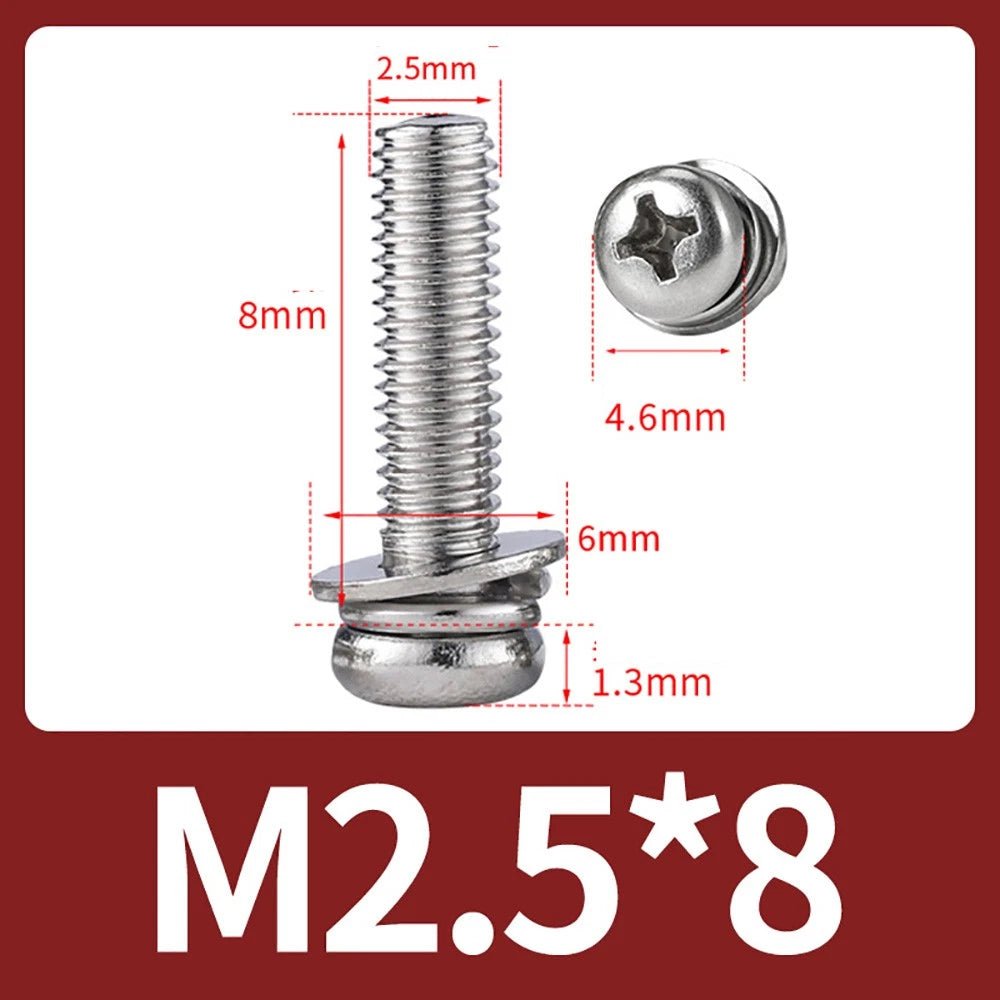 M2–M10 Phillips Button Head Machine Screws — 304 Stainless Steel - HomeDIYer