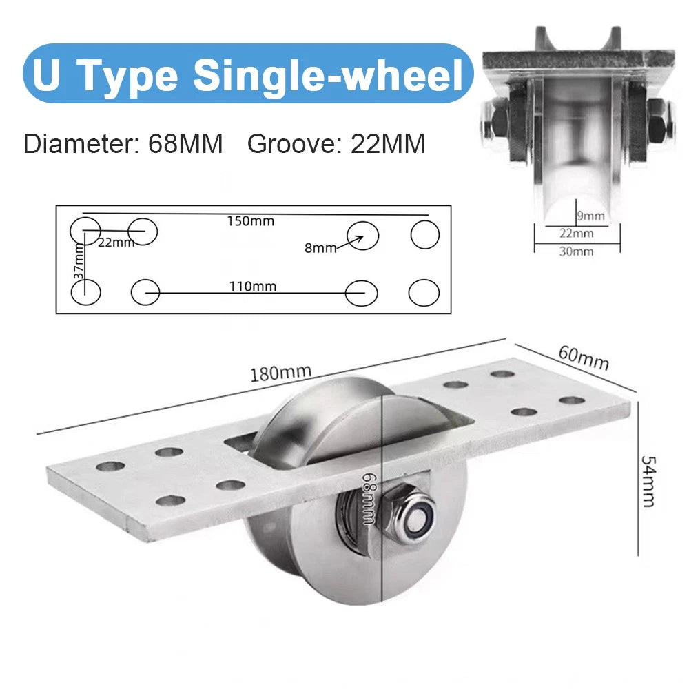 Stainless Steel Pulley UVH Groove Sliding Door Roller Runner Wheel Track Pulley