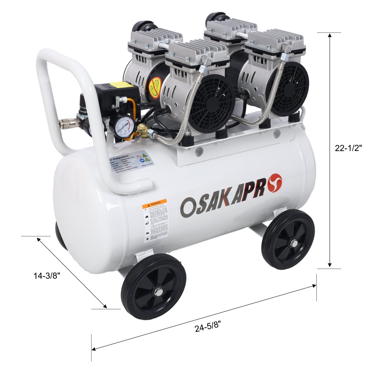 2.5 HP Silent Air Compressor 13 Gallon, Oil - Free, Electric Shop Air Compressor Portable,Lightweight with Wheels, 70 dBA Noise Level, with Automatic Drain Valve,Light Gray - HomeDIYer