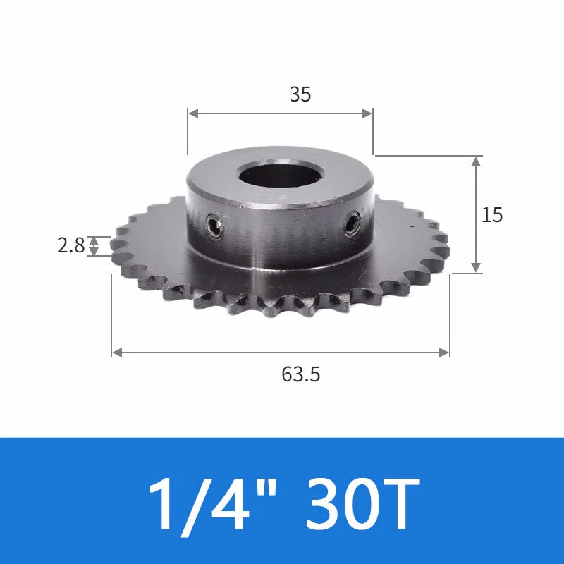 Roller Chain Sprocket 1/4" Transmission Sprockets 24~30 Teeth 45# Steel Blacken