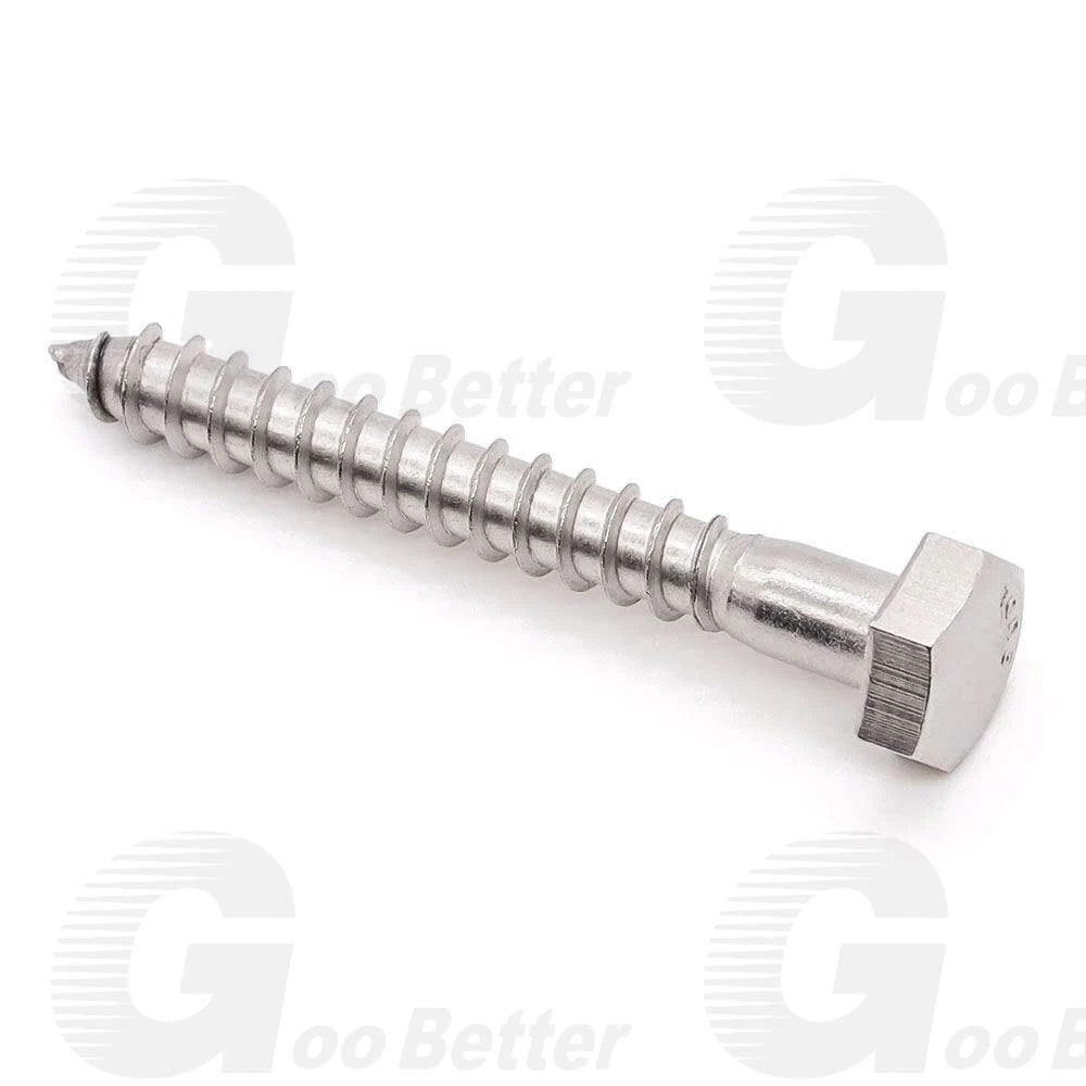 50Pcs Hex Head 3/8 x 1-1/2" Lag Bolts Plate Wood Screws Stainless Steel Screws