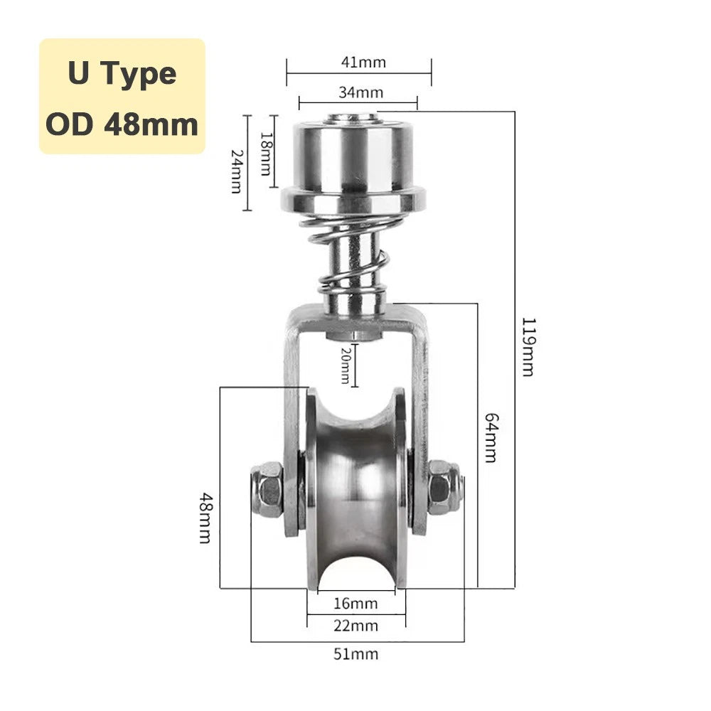 304 Stainless Steel Pulley "U V H" Groove Shape Roller Wheels Idler Pulley Wheel
