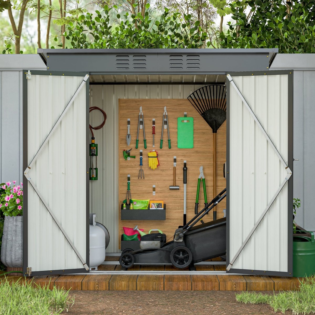 6 x 4 ft Outdoor Storage Shed, All Weather Tool Shed for Garden, Backyard, Lawn, Black - HomeDIYer