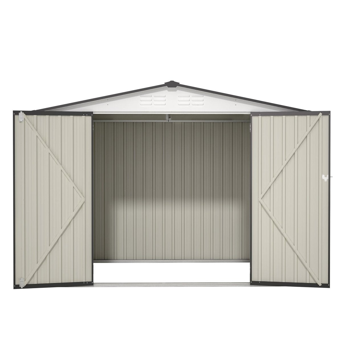 8 x 6 ft Outdoor Storage Shed, All Weather Metal Sheds with 2 Lockable Doors, Tool Shed for Garden, Backyard, Lawn,White - HomeDIYer