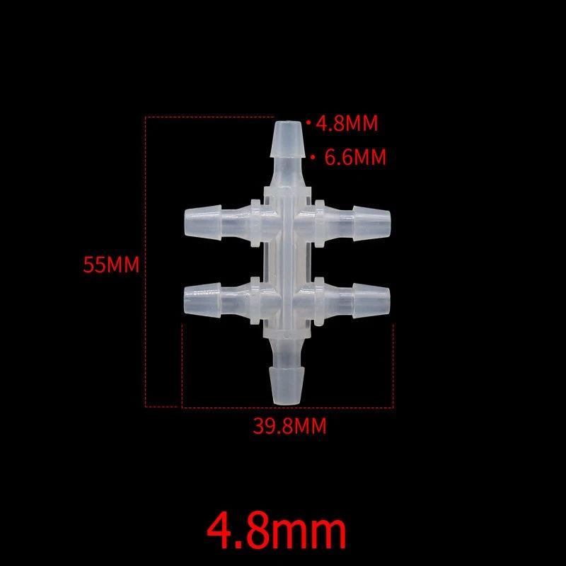 6-Way Plastic Barbed Hose Connector — Pipe Splitter Tubing Fitting (3.9mm–7.9mm)