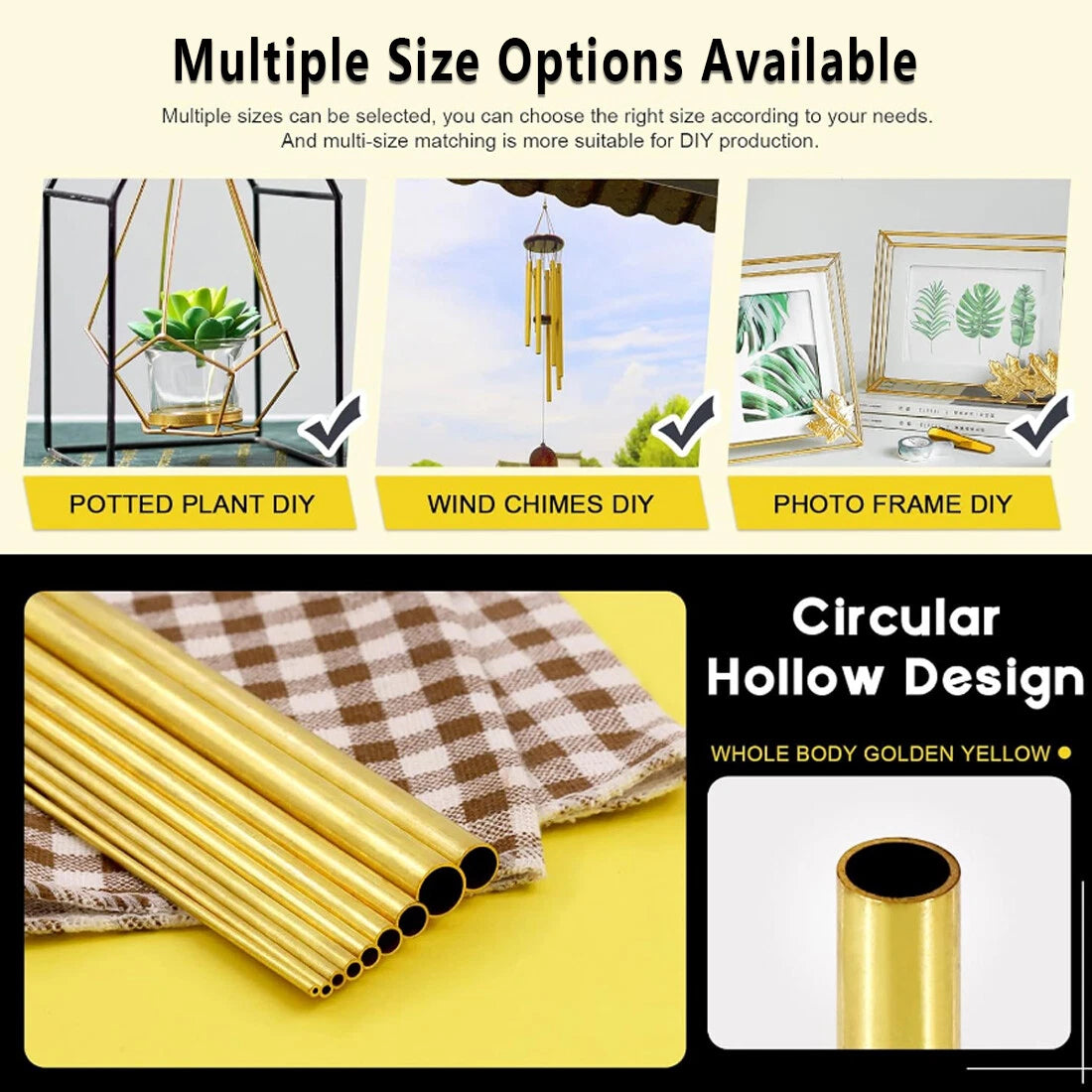 H65 Brass Round Tube — OD 0.5–40mm, Length 300mm (≈11.8"), DIY & Model Making