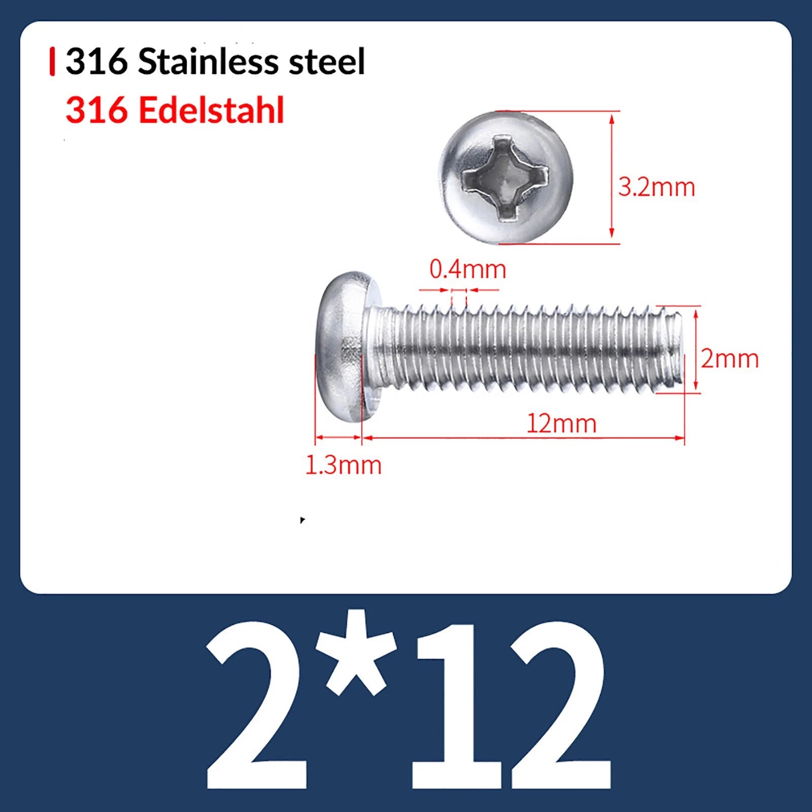 M2 M3 M4 M5 M6 M8 A4 Stainless Steel Phillips Pan Head Machine Screws – DIN 7985, Fully Threaded (4–80mm)