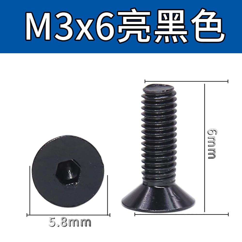 M3 Countersunk Hex Socket Aluminum Anodized Machine Screws — 10 Colors, 5–50 Pcs