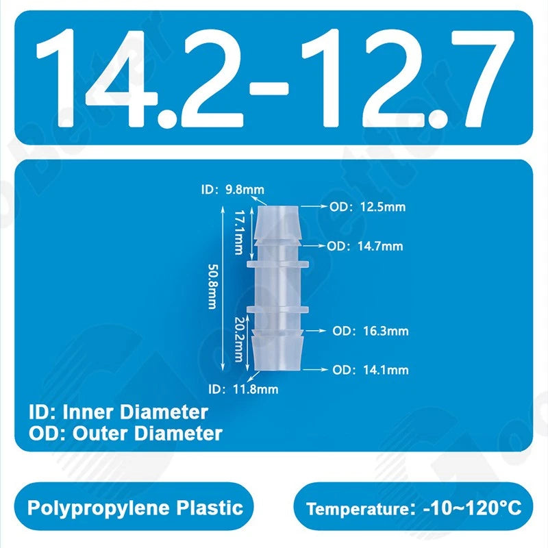 Plastic Straight Barbed Connector Reducer Joiner Tubing Pipe Hose Fitting Water