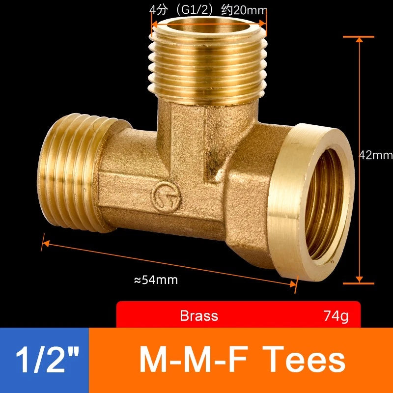 Brass Threaded Pipe Fittings 1/2" & 3/4" — Tee, Elbow, Joint, Cross, Cap & More