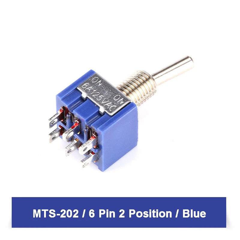 MTS Series Toggle Switch SPDT — 3/6/9/12 Pin, 2/3 Position, ON-ON & Momentary, AC 2A 250V 5A 120V