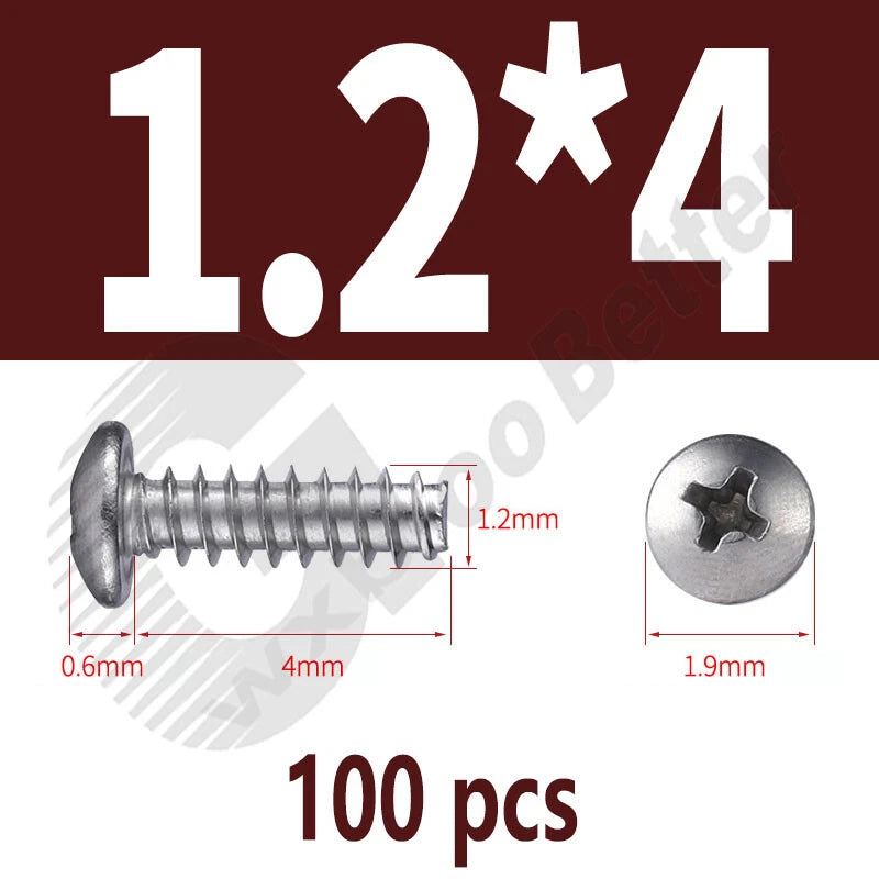 Pan Head Sheet Metal Screws Metric M1~M6 A2 Stainless Steel Sheet Metal Screws
