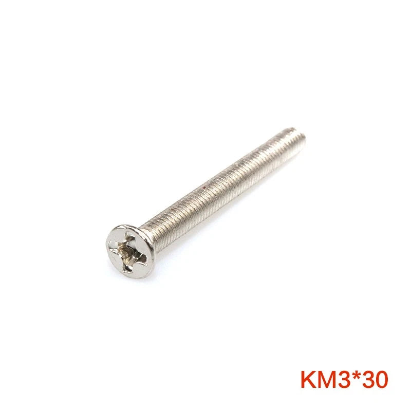 M3 Countersunk Phillips Machine Screws – Nickel Plated Carbon Steel, Fully Threaded (5–30mm)
