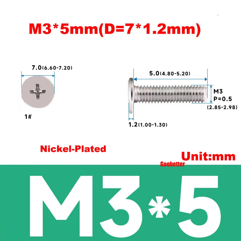 M3 Ultra Thin Wafer Flat Head Phillips Screws – Super Low Profile for Laptops & Electronics (3–6.5mm Thread Lengths)