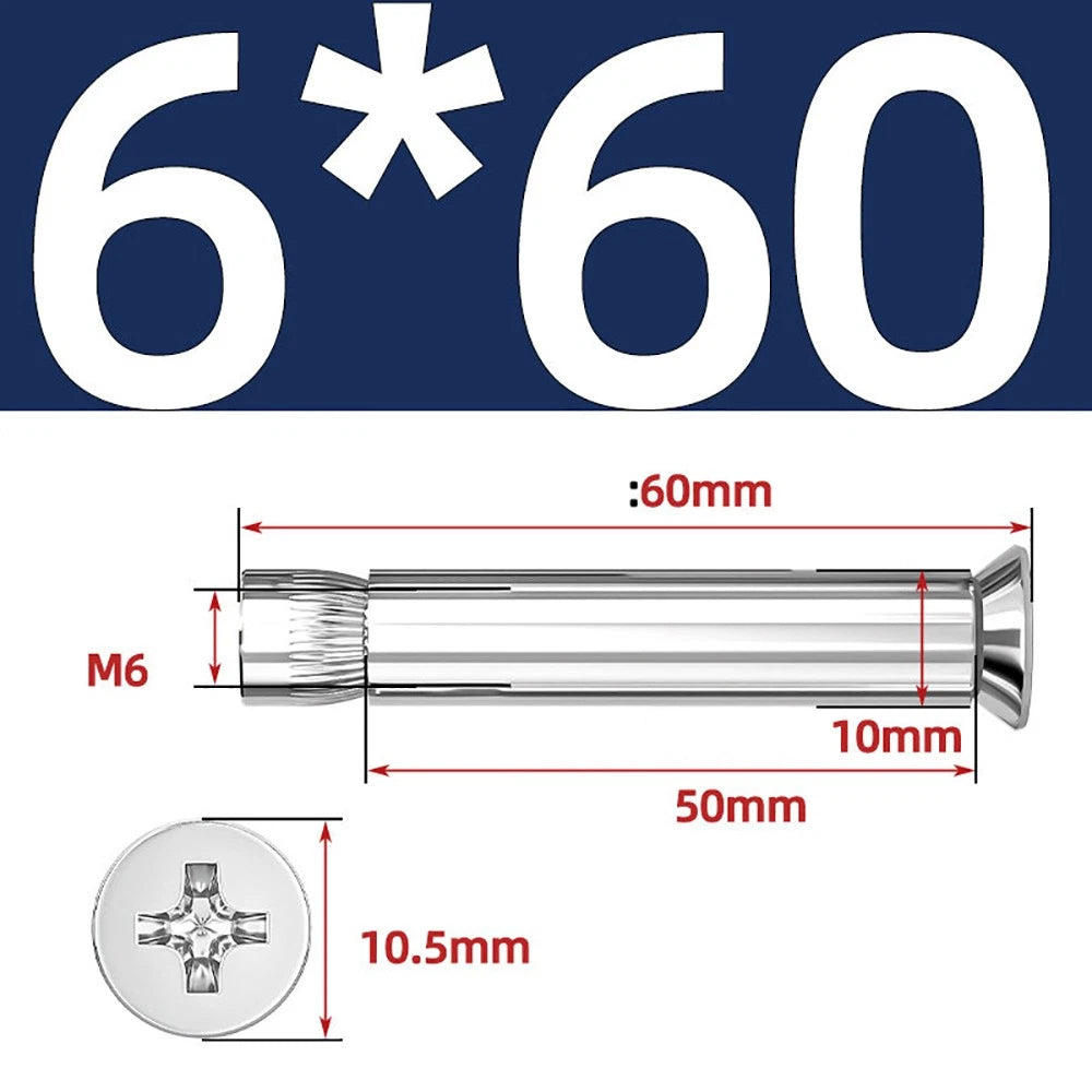 Sleeve Anchor Countersunk Phillips Expansion Bolts M6–M12 | 304/201 SS & Zinc