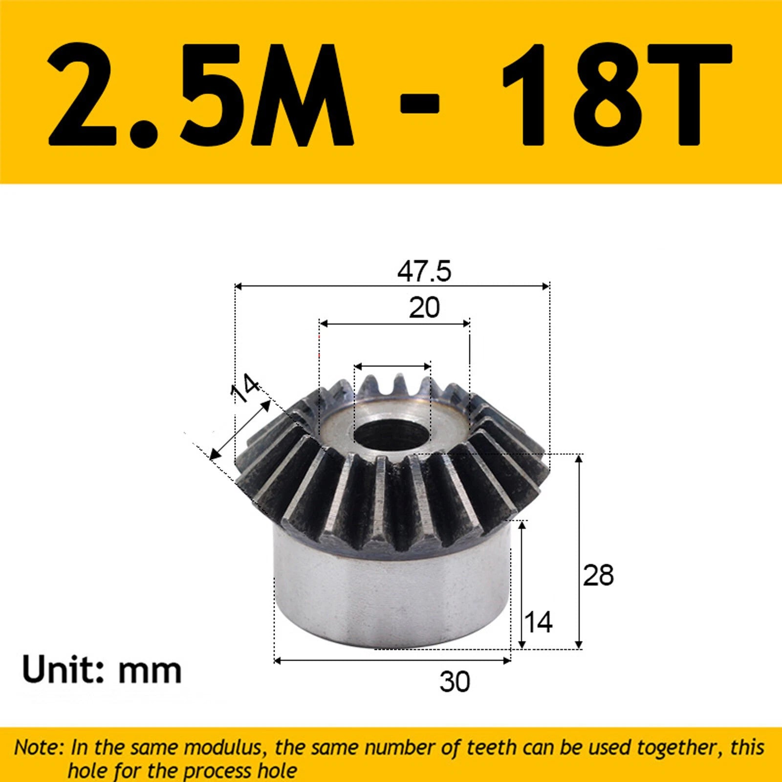 2.5 Module Steel Umbrella Tooth Bevel Gear Helical Motor Gear 15-30 Tooth
