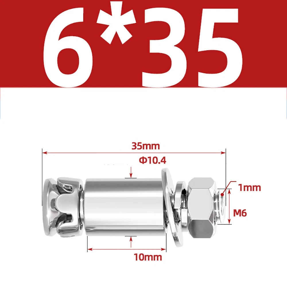 M6 M8 Stainless Steel Expansion Bolts for Marble & Concrete — 304 / 201 SS, 20–40mm