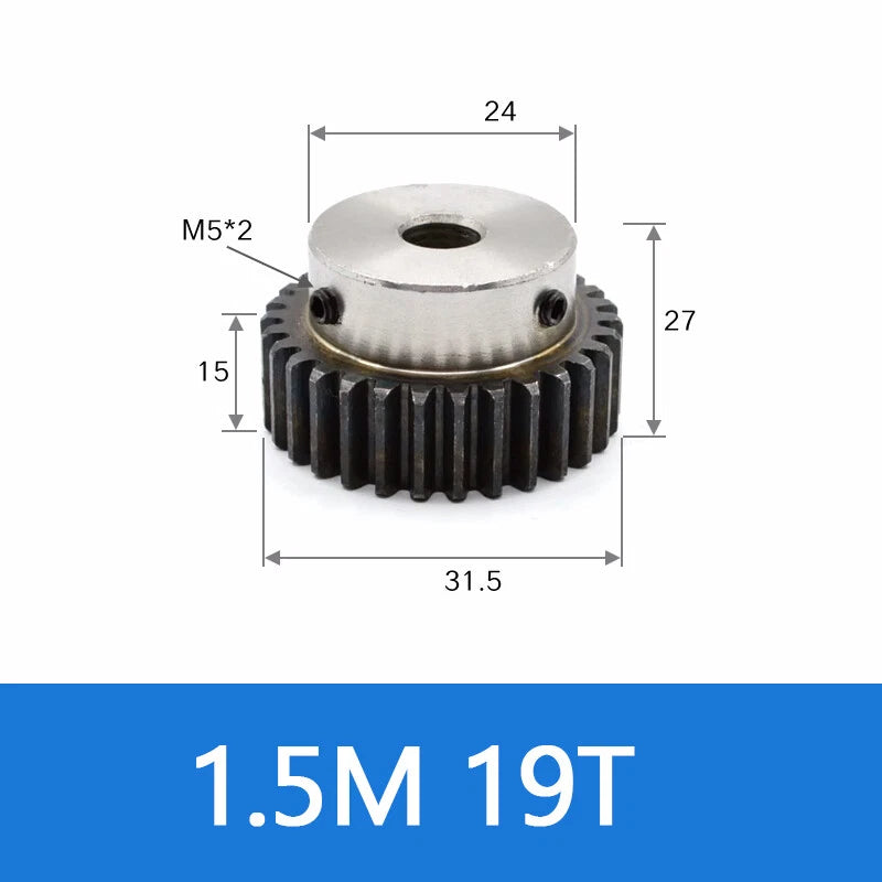 Spur Gear 45# Steel Transmission Gear 1.5/2 Mod 12-27 Teeth With Step Motor Gear