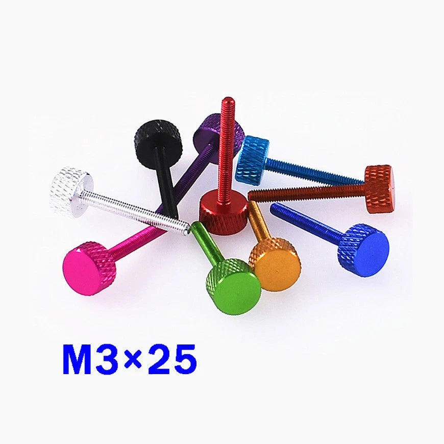 M3*5/6/8/12/20/25/35/40/50mm Aluminum Alloy Bolts Knurled Flat Head Thumb Screws