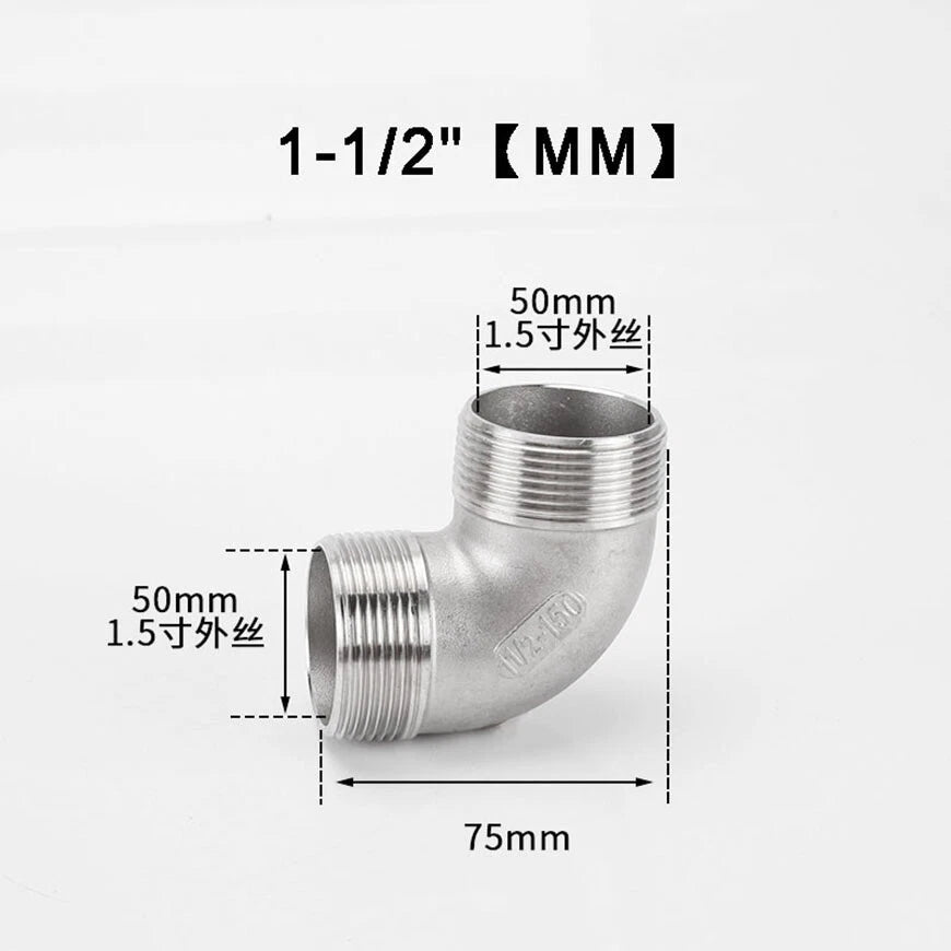 BSP 90° Elbow Pipe Fitting — 304/316 Stainless Steel, 1-1/4" to 4", FF / FM / MM