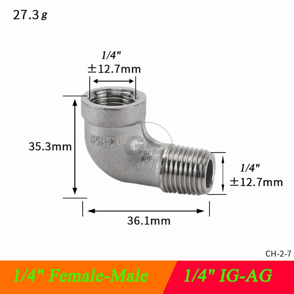 A2 Stainless Steel BSP Reducer Elbow Pipe Fittings | 1/8" to 4" Male Female