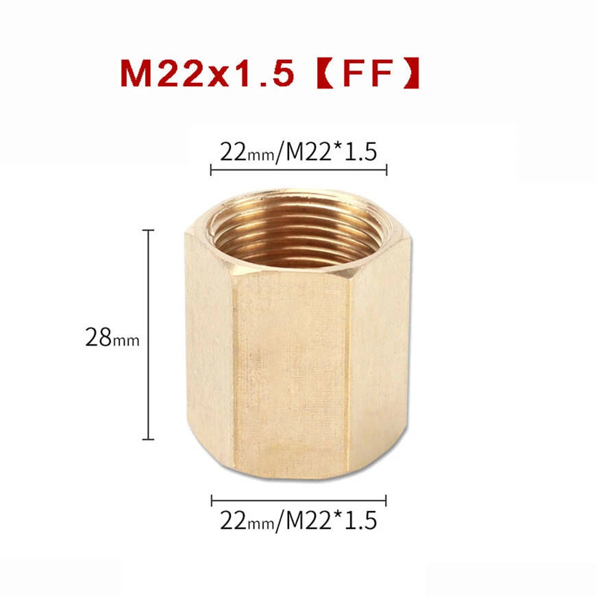 M22x1.5 Brass Hex Nipple Pipe Adapter — FM / MM / FF & Reducer Fittings