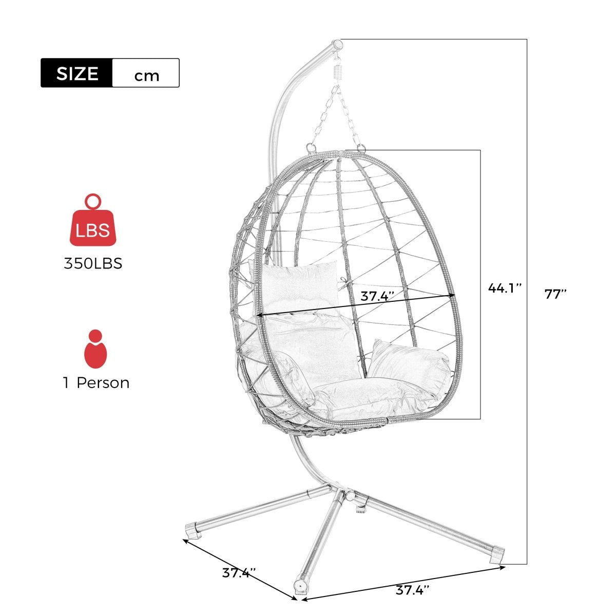 Red Egg Chair with Stand - All - Weather Hanging Wicker Swing Chair - HomeDIYer