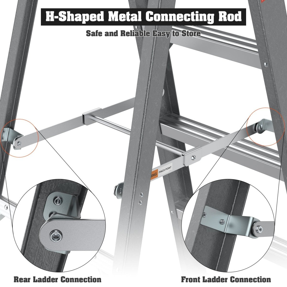Fiberglass Step Ladder 6 - Step 250lbs Gray - HomeDIYer