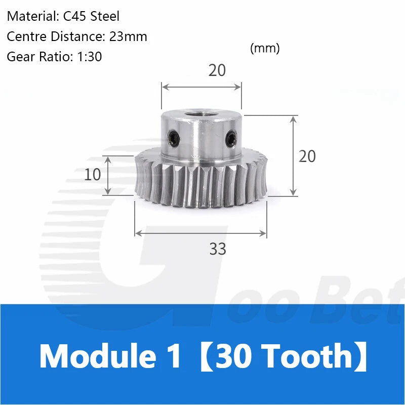 Module 1 Metal Worm Shaft Worm Gear Wheel C45 Steel 15 20/25/30/35/40/50/60Tooth