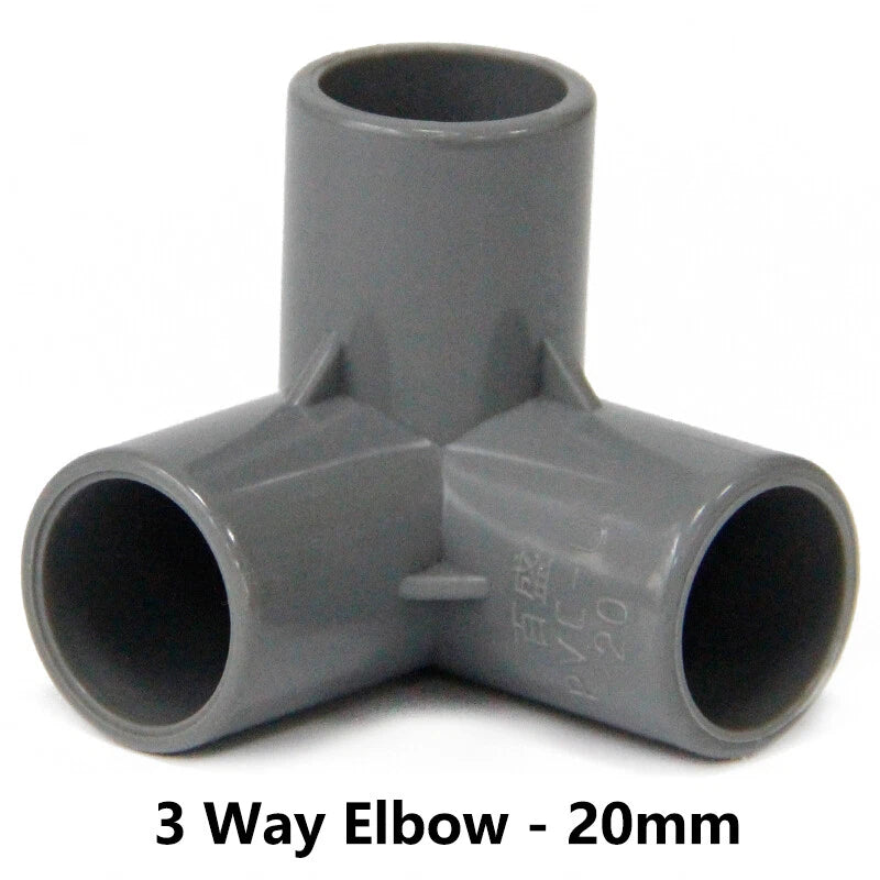 PVC 3 4 5 6-Way Elbow Connector Coupling Pipe Fittings Dia 20 25 32 40 50mm Grey
