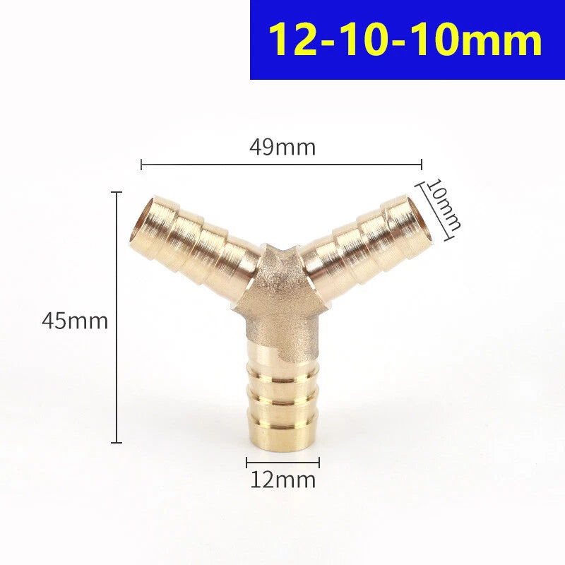 Brass Hose Tail Y-Piece Reducer Connector — Air Water Gas Fuel Pipe Fitting
