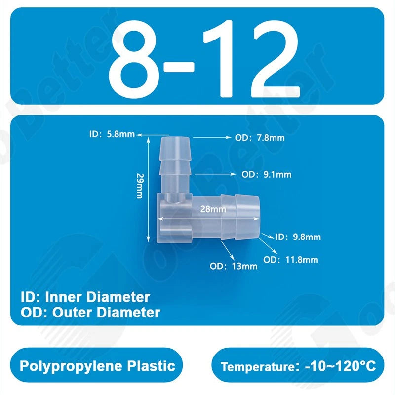 Plastic 90 Degree Elbow Barbed Hose Joiner Reducer Connector L-type Pipe Water
