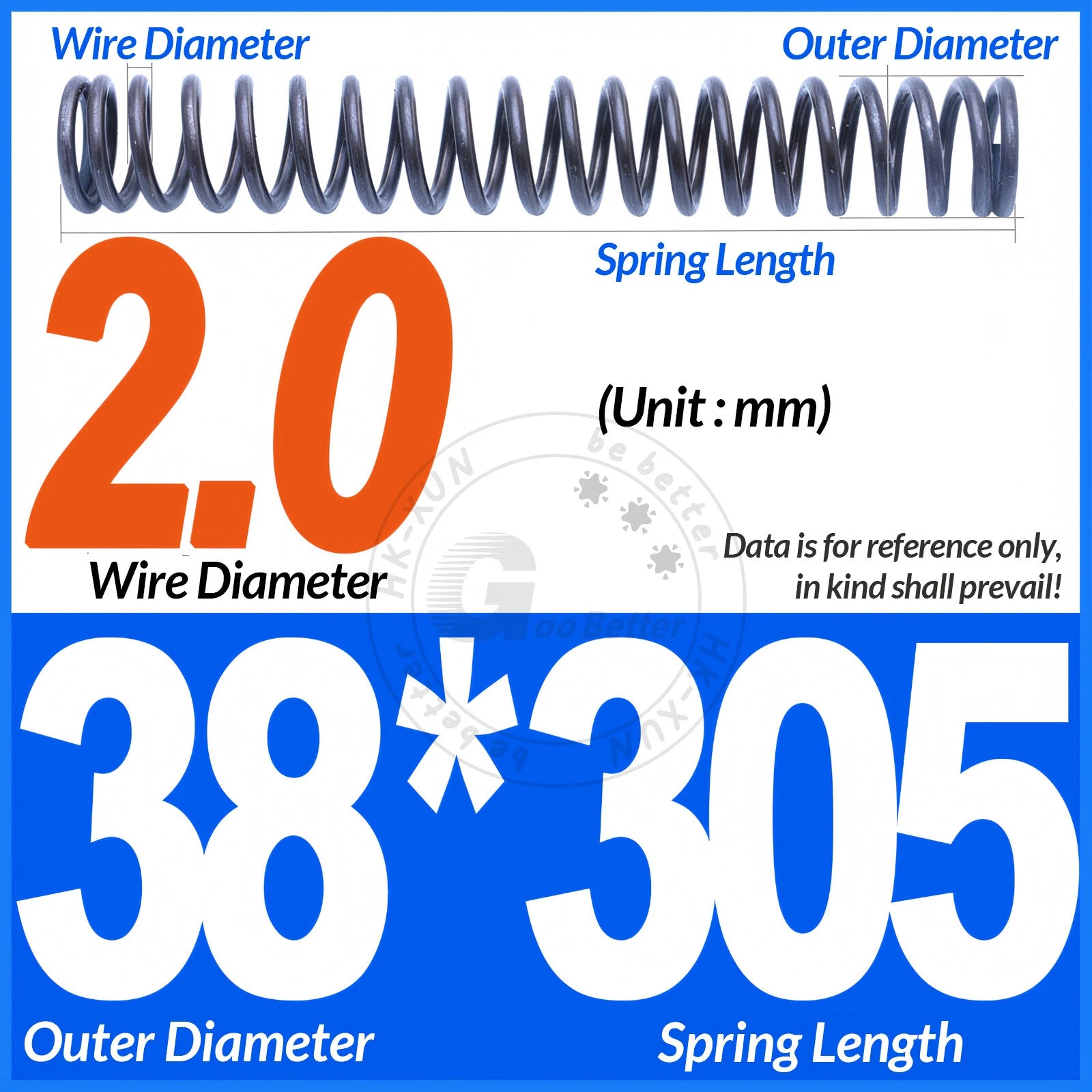 Length 305mm Compression Spring Pressure Springs OD 3-60mm Wire Dia 0.3mm-6.0mm