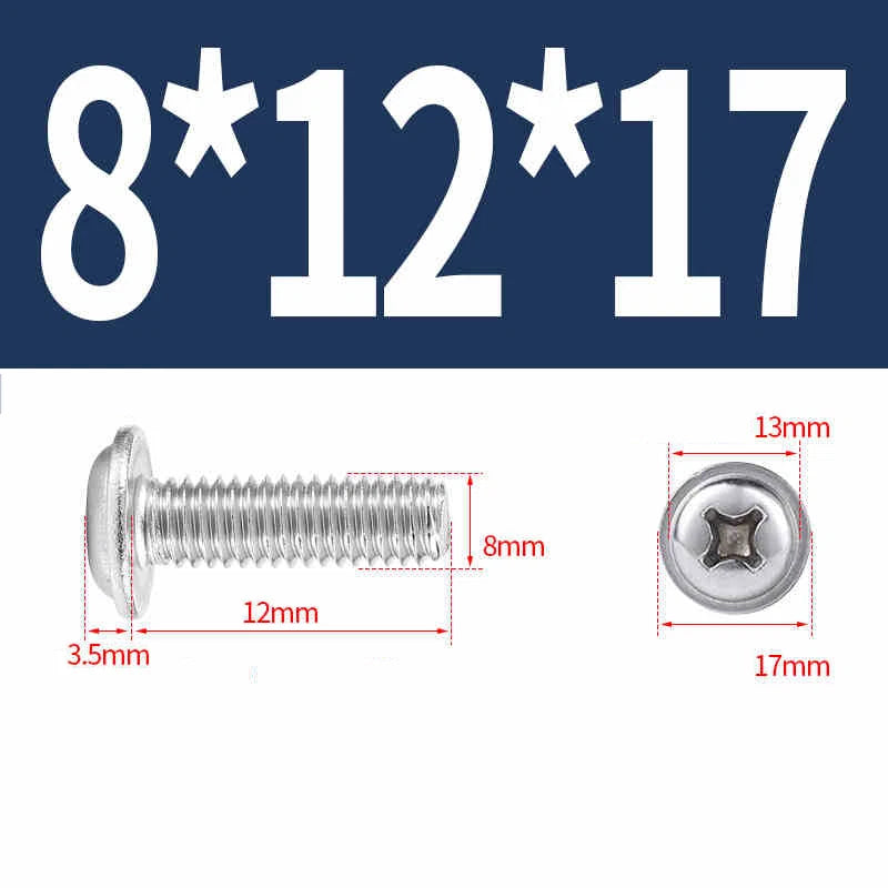 Phillips Flanged Pan Head Machine Screws – 304 / 316 Stainless Steel, Built‑in Washer (3–60mm Lengths)